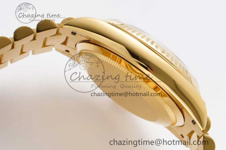 Stretchable Day Date 36 YG RAF Best Edition Brown Wave Dial on YG Bracelet A 2023