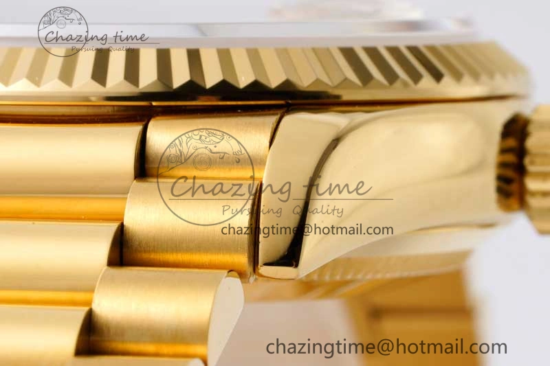 Stretchable Day Date 36 YG RAF Best Edition Brown Wave Dial on YG Bracelet A 2023