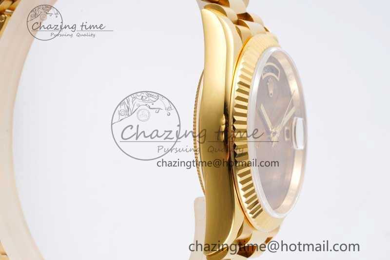 Stretchable Day Date 36 YG RAF Best Edition Brown Wave Dial on YG Bracelet A 2023