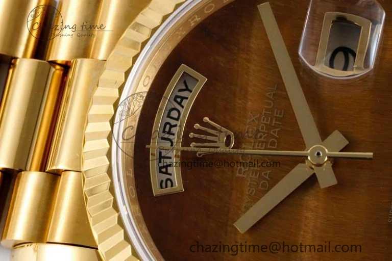 Stretchable Day Date 36 YG RAF Best Edition Brown Wave Dial on YG Bracelet A 2023