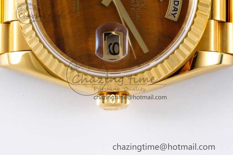 Stretchable Day Date 36 YG RAF Best Edition Brown Wave Dial on YG Bracelet A 2023