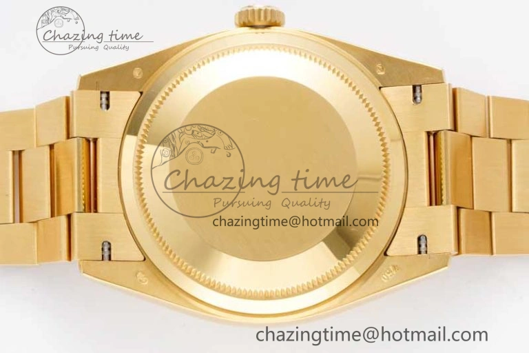 Stretchable Day Date 36 YG RAF Best Edition Brown Wave Dial on YG Bracelet A 2023
