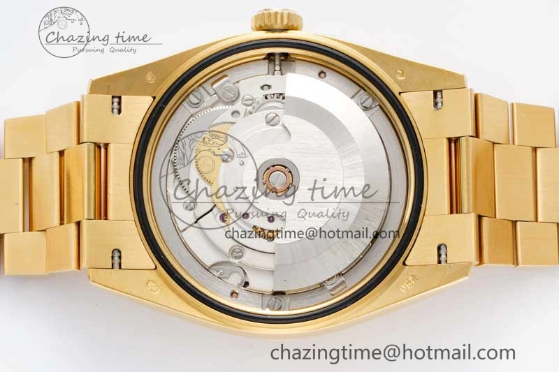 Stretchable Day Date 36 YG RAF Best Edition Brown Wave Dial on YG Bracelet A 2023