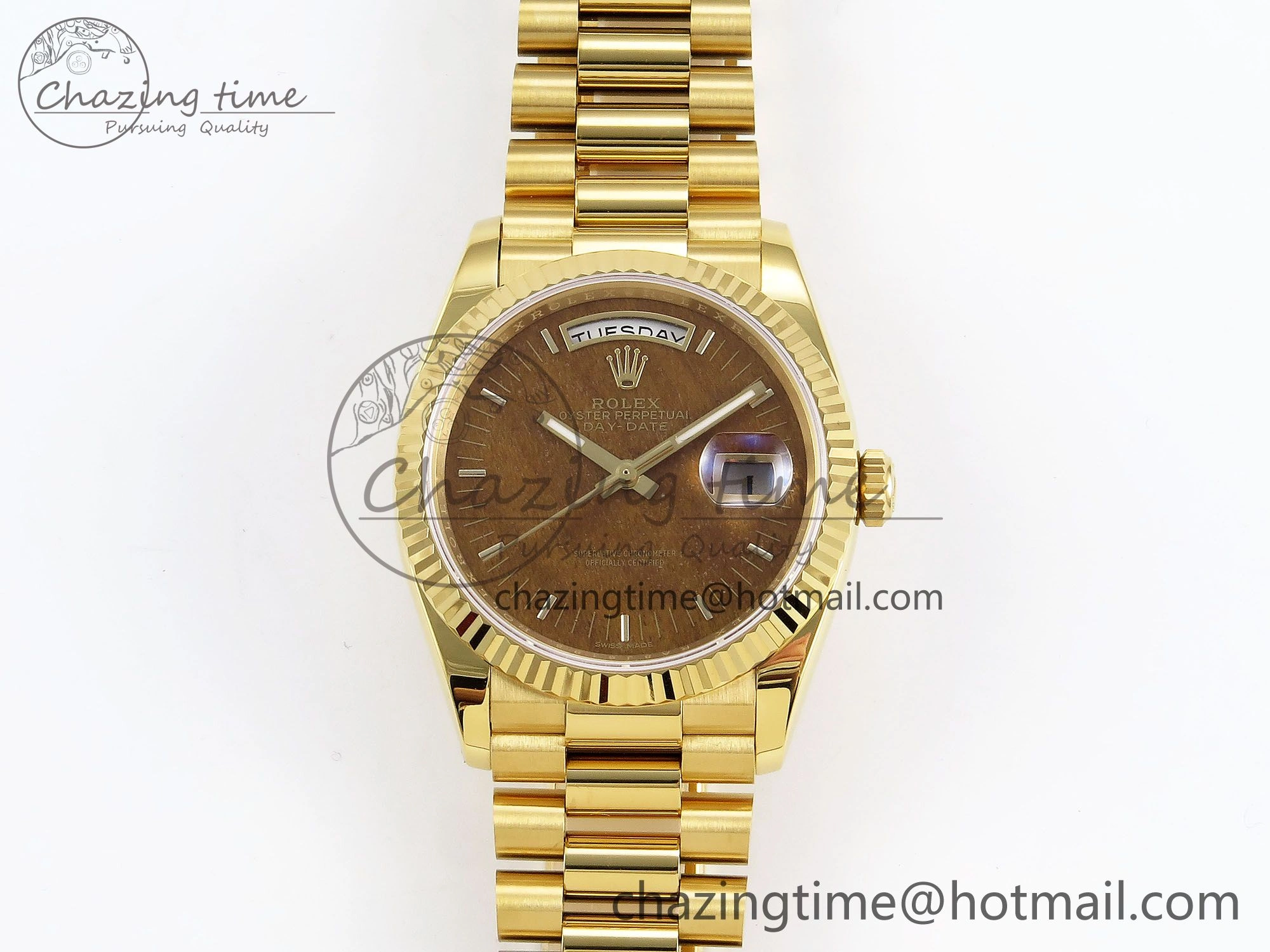 Day Date 36 YG RAF Best Edition Brown Wood Dial on YG Bracelet A Lightweight 1385