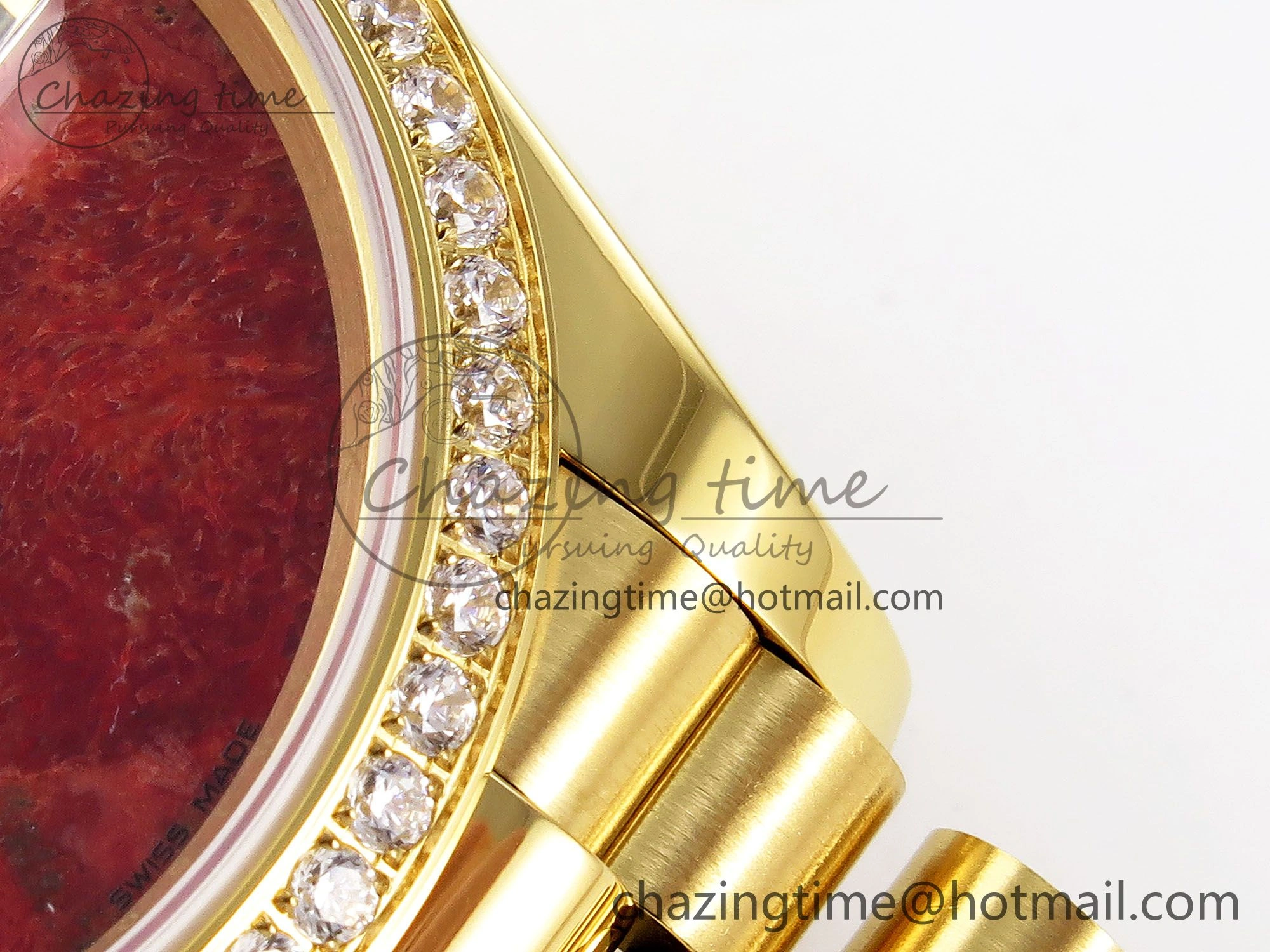 Day Date 36 YG RAF Best Edition Diamond Bezel Rock Dial on YG Bracelet A Vibrant 1381