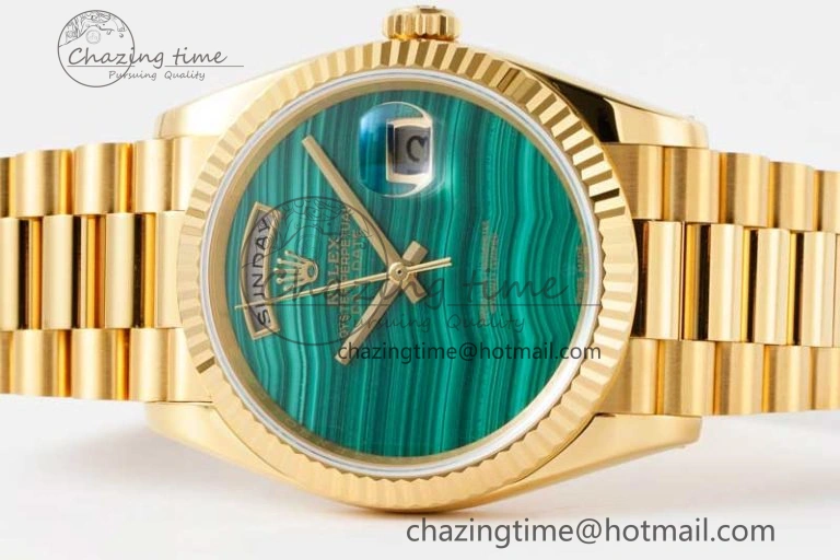 Timeless Day Date 36 YG RAF Best Edition Green Wave Dial on YG Bracelet A 2020