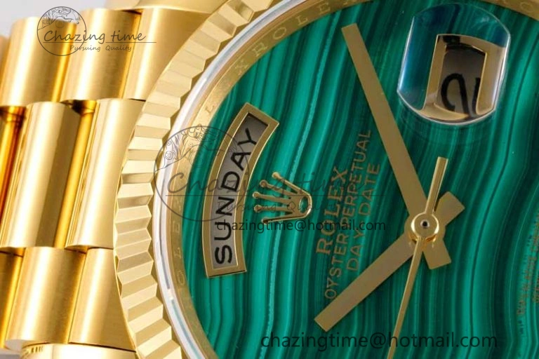 Timeless Day Date 36 YG RAF Best Edition Green Wave Dial on YG Bracelet A 2020