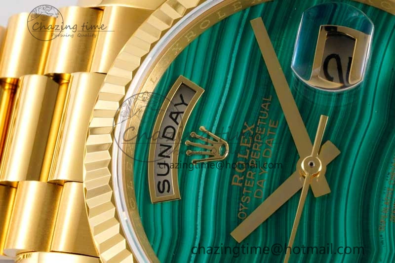 Timeless Day Date 36 YG RAF Best Edition Green Wave Dial on YG Bracelet A 2020
