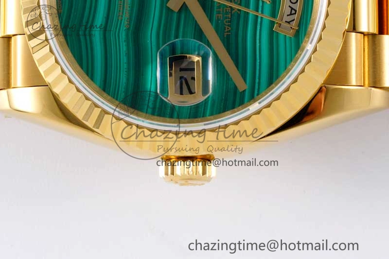 Timeless Day Date 36 YG RAF Best Edition Green Wave Dial on YG Bracelet A 2020