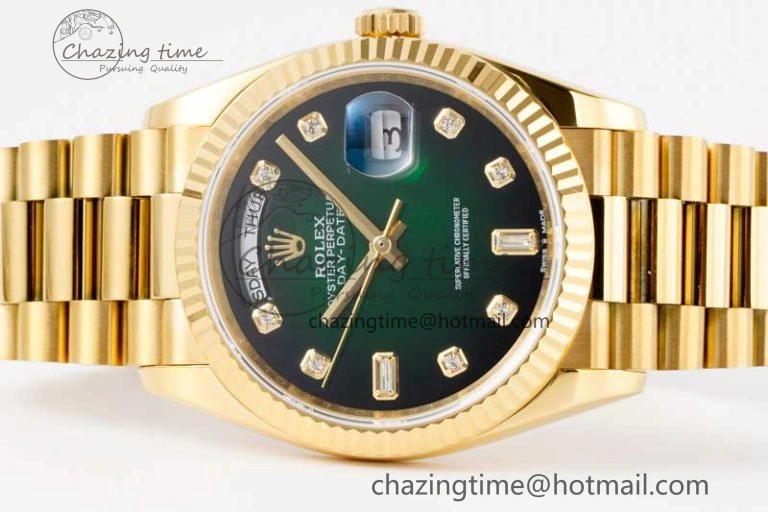 Day Date 36 YG RAF Best Edition Green Black Diamonds Dial on YG Bracelet A ZeroBulk 2017