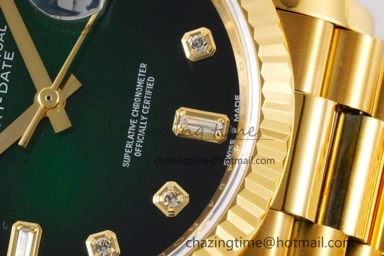 Day Date 36 YG RAF Best Edition Green Black Diamonds Dial on YG Bracelet A ZeroBulk 2017