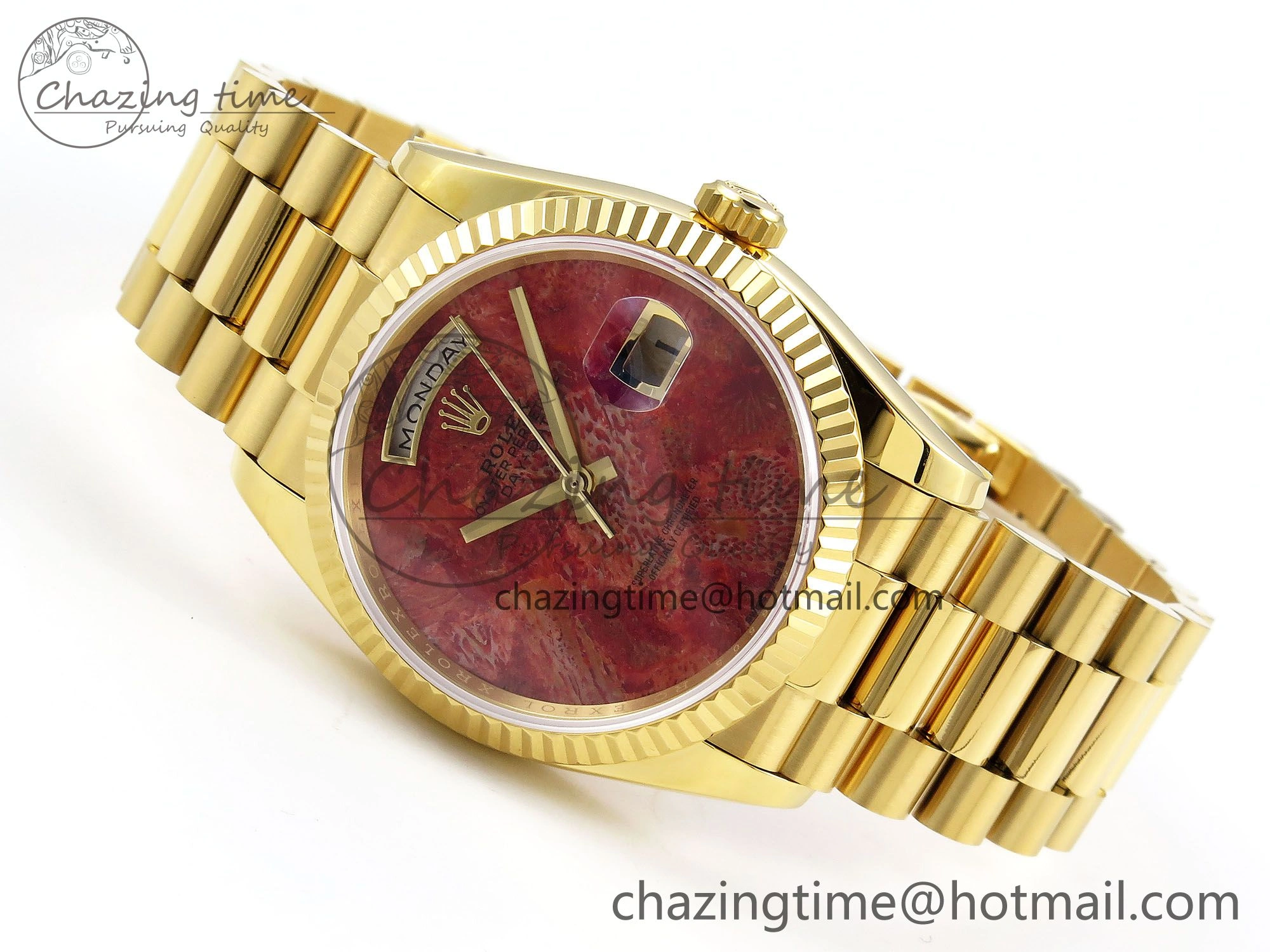 Day Date 36 YG RAF Best Edition Rock Dial on YG Bracelet A Flexible 1384