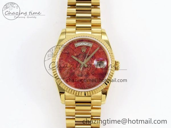 Day Date 36 YG RAF Best Edition Rock Dial on YG Bracelet A Flexible 1384