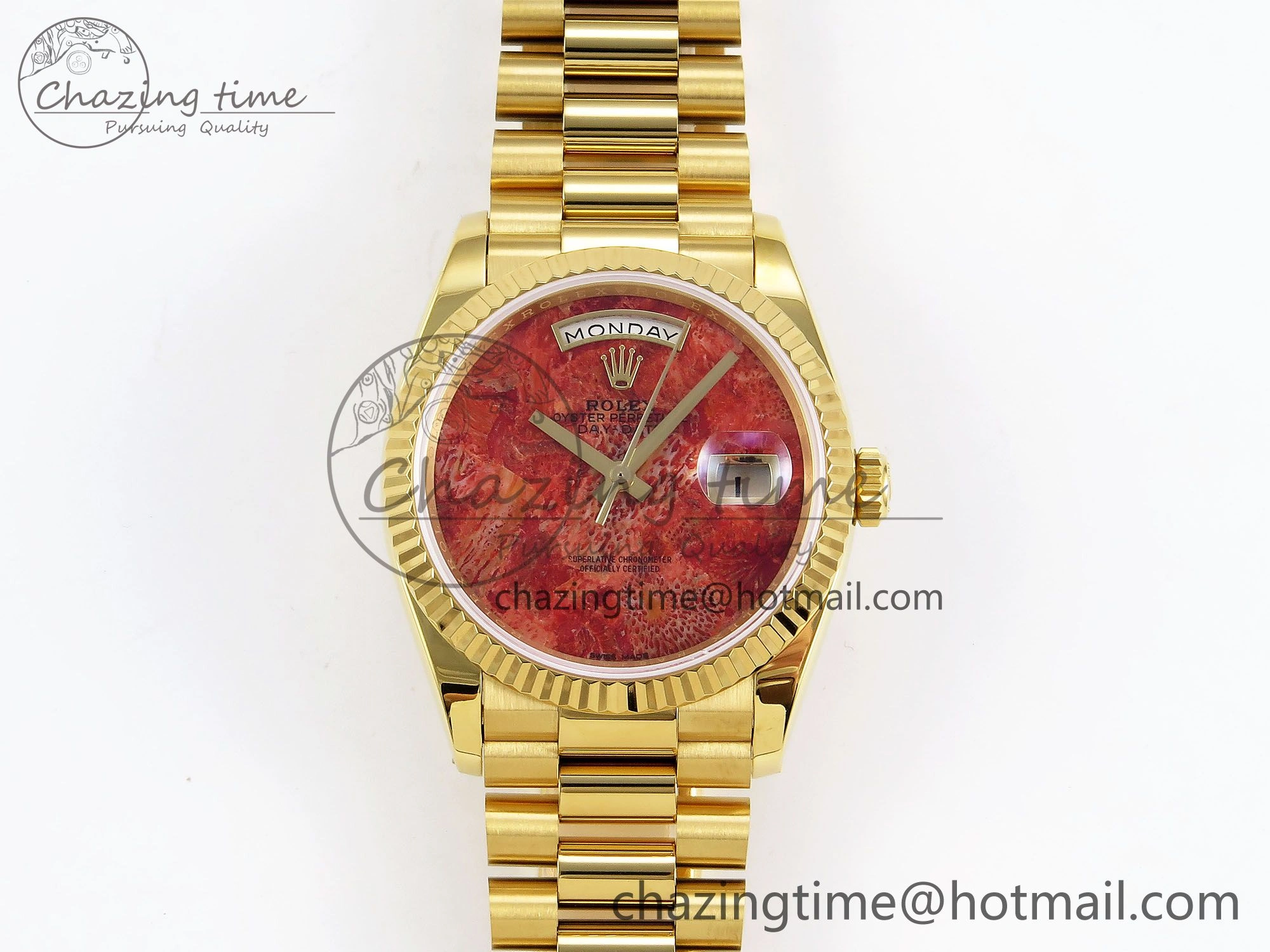 Day Date 36 YG RAF Best Edition Rock Dial on YG Bracelet A Flexible 1384