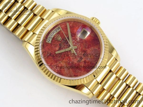 Day Date 36 YG RAF Best Edition Rock Dial on YG Bracelet A Flexible 1384