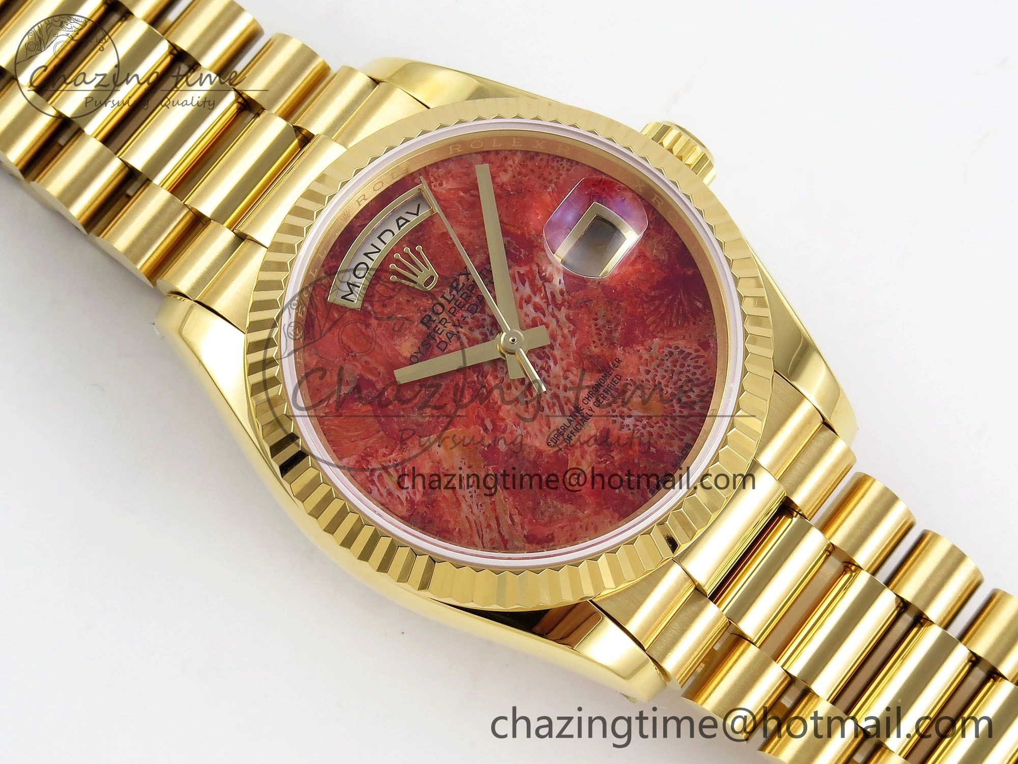 Day Date 36 YG RAF Best Edition Rock Dial on YG Bracelet A Flexible 1384