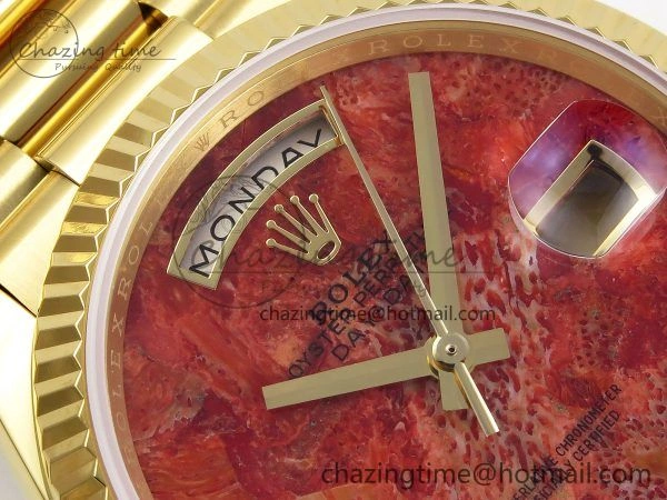Day Date 36 YG RAF Best Edition Rock Dial on YG Bracelet A Flexible 1384