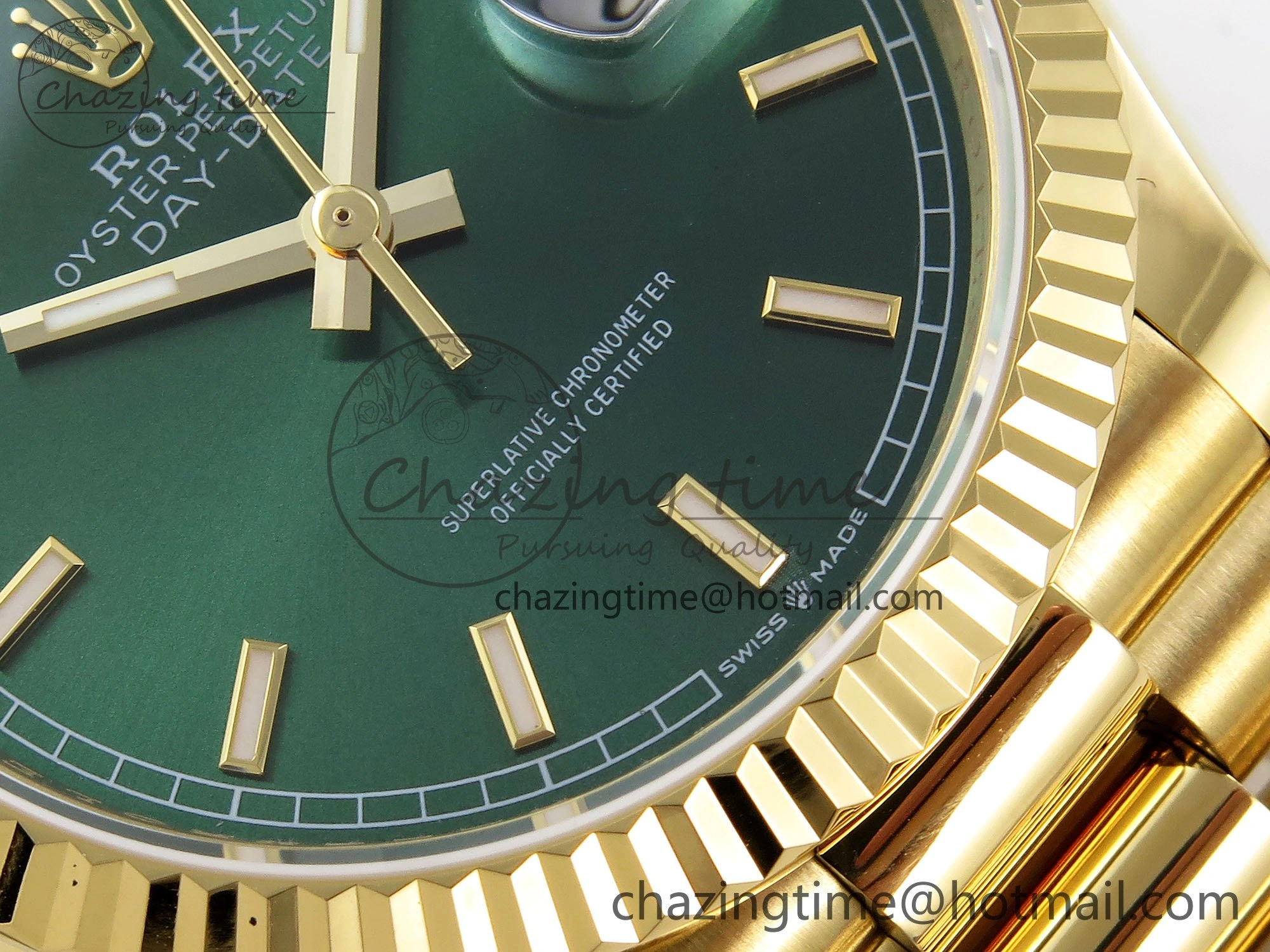 Day Date 36 YG TWSF Best Edition Green Dial on YG Bracelet A Modern 1612