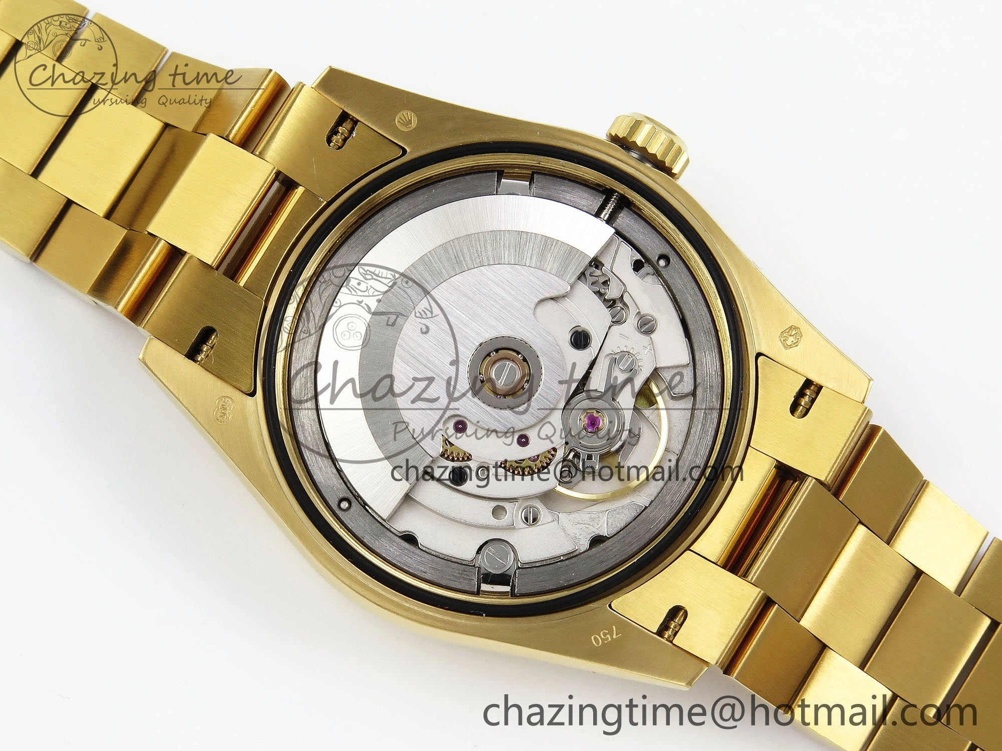 TopPick Day Date 36 YG TWSF Best Edition Orange Red Roman Diamonds Dial on YG Bracelet A 1615