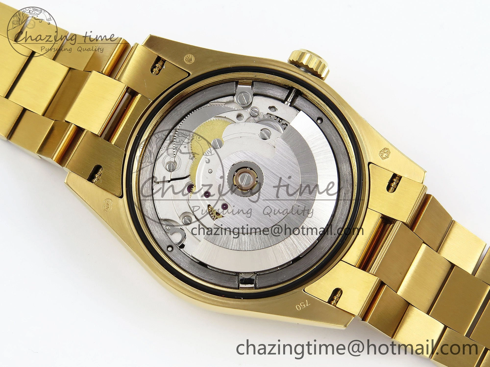 TopPick Day Date 36 YG TWSF Best Edition Orange Red Roman Diamonds Dial on YG Bracelet A 1615