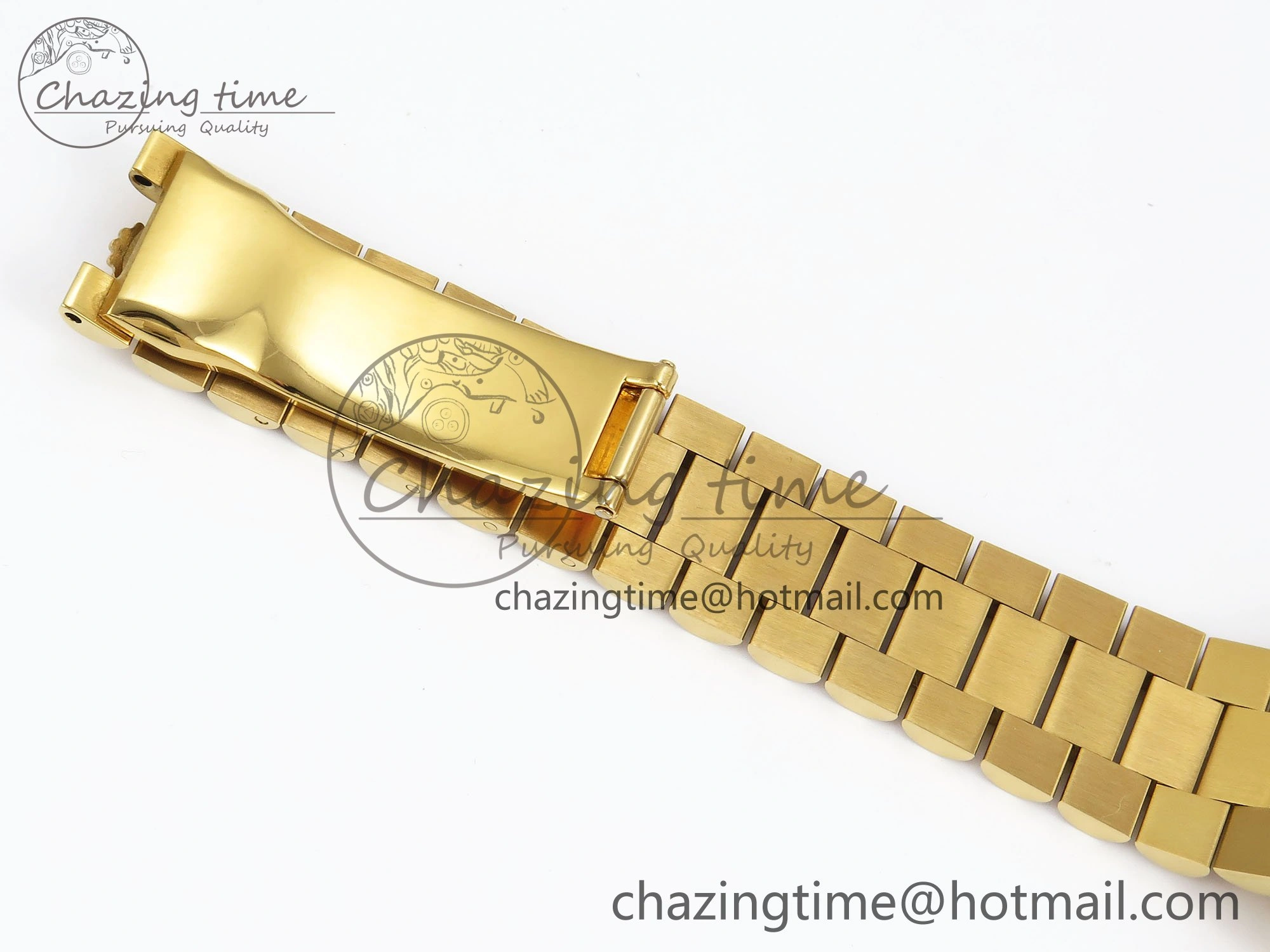 TopPick Day Date 36 YG TWSF Best Edition Orange Red Roman Diamonds Dial on YG Bracelet A 1615