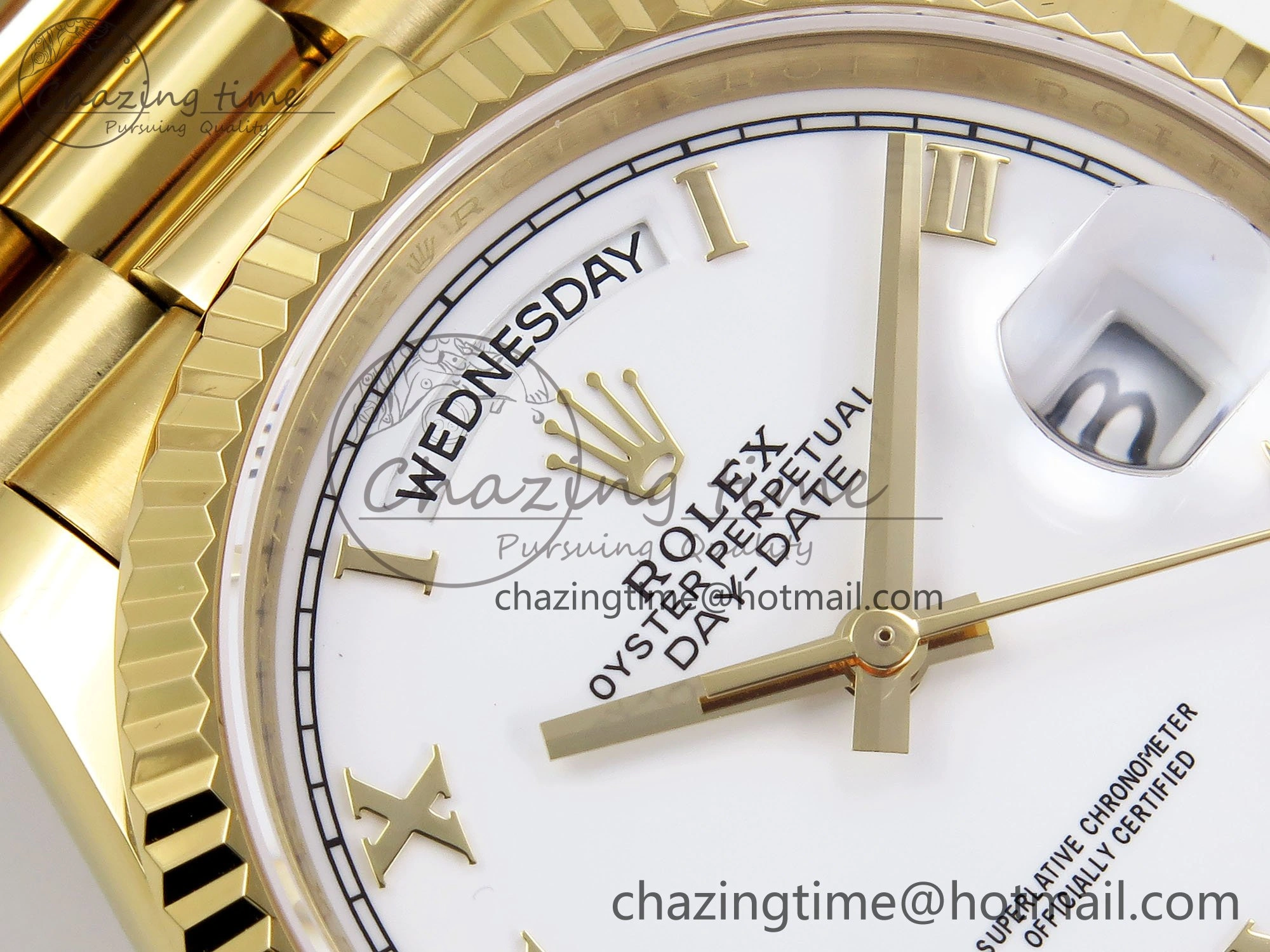Comfortable Day Date 36 YG TWSF Best Edition White Roman Dial on YG Bracelet A 1613