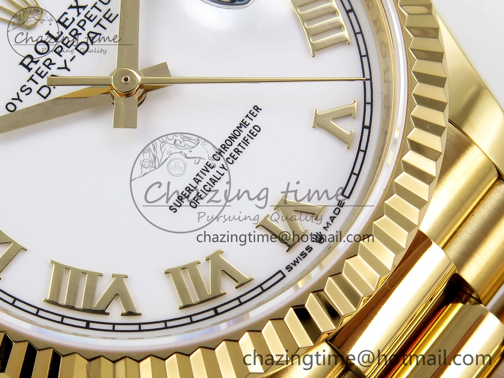 Comfortable Day Date 36 YG TWSF Best Edition White Roman Dial on YG Bracelet A 1613