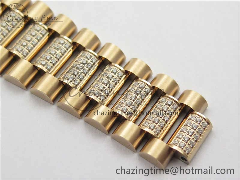 Day-Date 36mm 128235 RG Crystal BP Best Edition Brown Crystal Marker Dial on RG President Bracelet A Stylish 2683