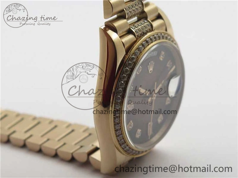 Day-Date 36mm 128235 RG Crystal BP Best Edition Brown Crystal Marker Dial on RG President Bracelet A Stylish 2683