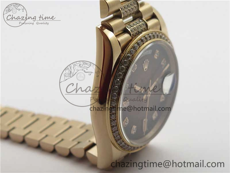 Day-Date 36mm 128235 RG Crystal BP Best Edition Brown Crystal Marker Dial on RG President Bracelet A Stylish 2683