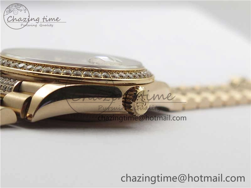 WrinkleFree Day-Date 36mm 128235 RG Crystal BP Best Edition RG Crystal Marker Dial on RG President Bracelet A 10356