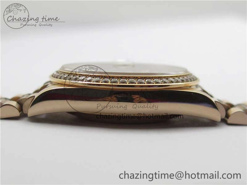 WrinkleFree Day-Date 36mm 128235 RG Crystal BP Best Edition RG Crystal Marker Dial on RG President Bracelet A 10356