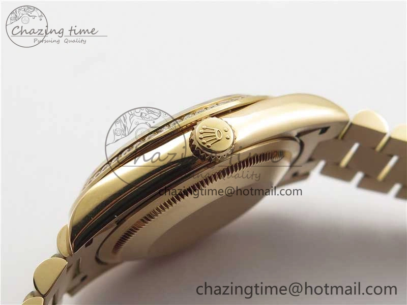 WrinkleFree Day-Date 36mm 128235 RG Crystal BP Best Edition RG Crystal Marker Dial on RG President Bracelet A 10356
