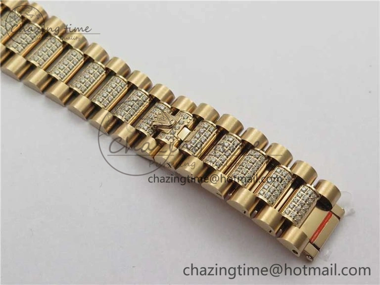 WrinkleFree Day-Date 36mm 128235 RG Crystal BP Best Edition RG Crystal Marker Dial on RG President Bracelet A 10356