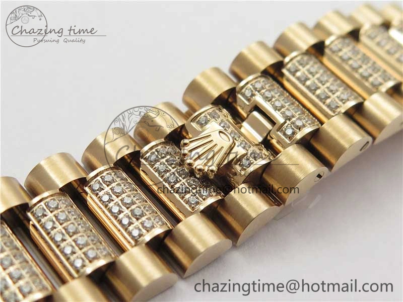 WrinkleFree Day-Date 36mm 128235 RG Crystal BP Best Edition RG Crystal Marker Dial on RG President Bracelet A 10356