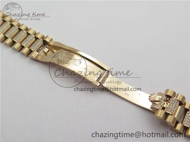 WrinkleFree Day-Date 36mm 128235 RG Crystal BP Best Edition RG Crystal Marker Dial on RG President Bracelet A 10356