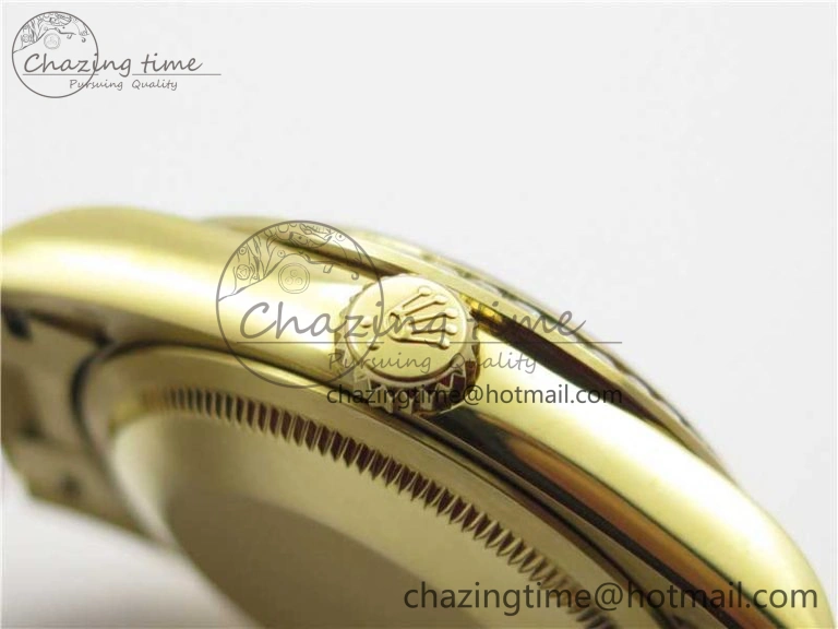 Day-Date 36mm 128235 YG Crystal BP Best Edition Gray MOP Crystal Marker Dial on YG President Bracelet A Durable 2675