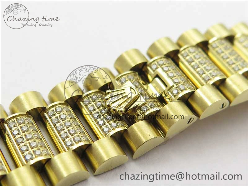HighPerformance Day-Date 36mm 128235 YG Crystal BP Best Edition Green Crystal Marker Dial on YG President Bracelet A 2671