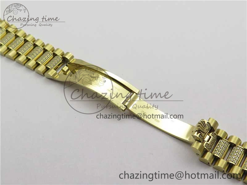 Lightweight Day-Date 36mm 128235 YG Crystal BP Best Edition Silver Crystal Marker Dial on YG President Bracelet A 2676