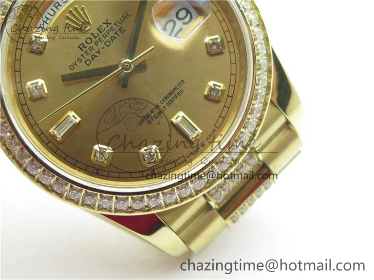 Elegant Day-Date 36mm 128235 YG Crystal BP Best Edition YG Crystal Marker Dial on YG President Bracelet A 2672