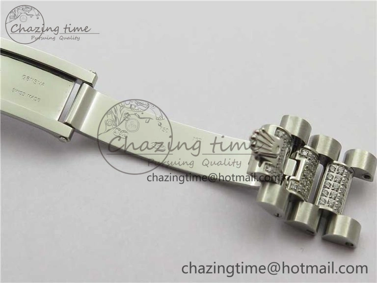 Elegant Day-Date 36mm 128239 SS Crystal BP Best Edition Black Crystal Marker Dial on SS President Bracelet A 2680