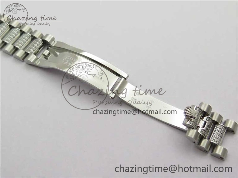 Elegant Day-Date 36mm 128239 SS Crystal BP Best Edition Black Crystal Marker Dial on SS President Bracelet A 2680