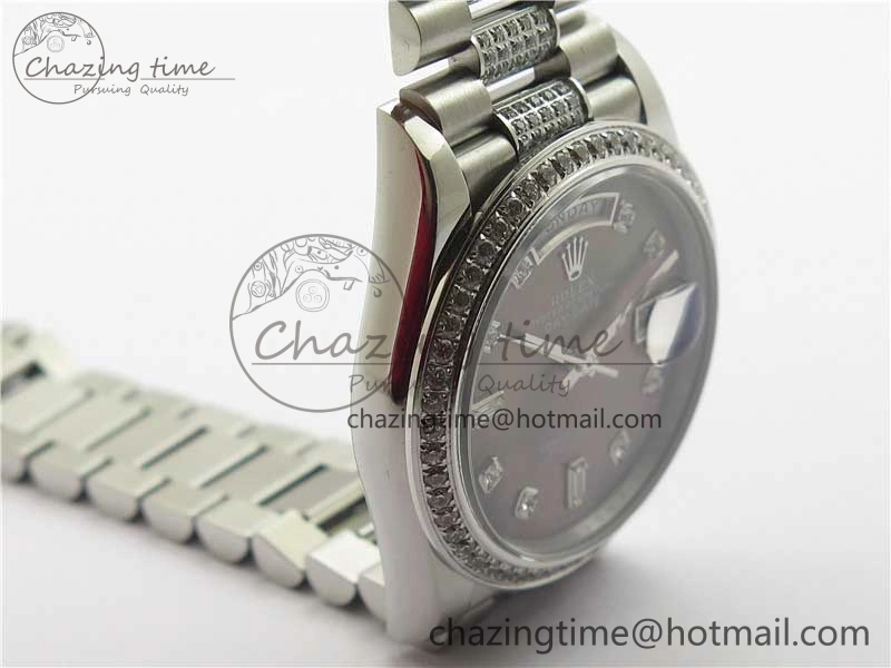 Day-Date 36mm 128239 SS Crystal BP Best Edition Black MOP Crystal Marker Dial on SS President Bracelet A OdorResistant 2681