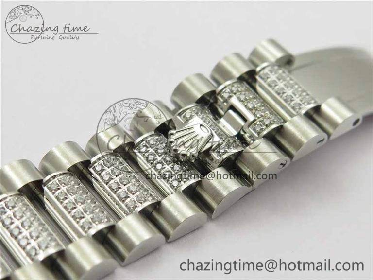 Day-Date 36mm 128239 SS Crystal BP Best Edition Blue Crystal Marker Dial on SS President Bracelet A Timeless 2677