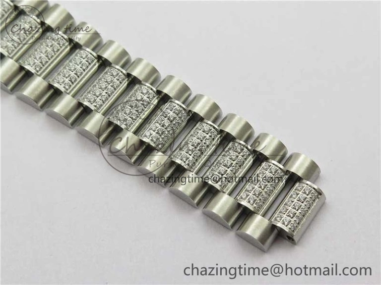 Chic Day-Date 36mm 128239 SS Crystal BP Best Edition Gray Crystal Marker Dial on SS President Bracelet A 10348