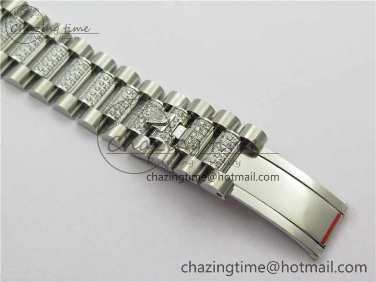 Day-Date 36mm 128239 SS Crystal BP Best Edition Silver Crystal Marker Dial on SS President Bracelet A Reliable 2678