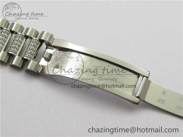 Day-Date 36mm 128239 SS Crystal BP Best Edition Silver Crystal Marker Dial on SS President Bracelet A Reliable 2678