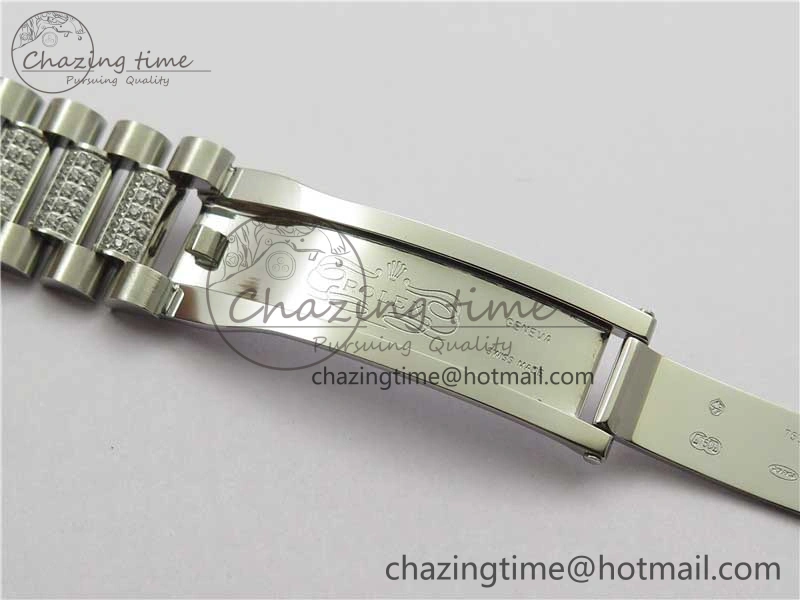 Day-Date 36mm 128239 SS Crystal BP Best Edition Silver Crystal Marker Dial on SS President Bracelet A Reliable 2678