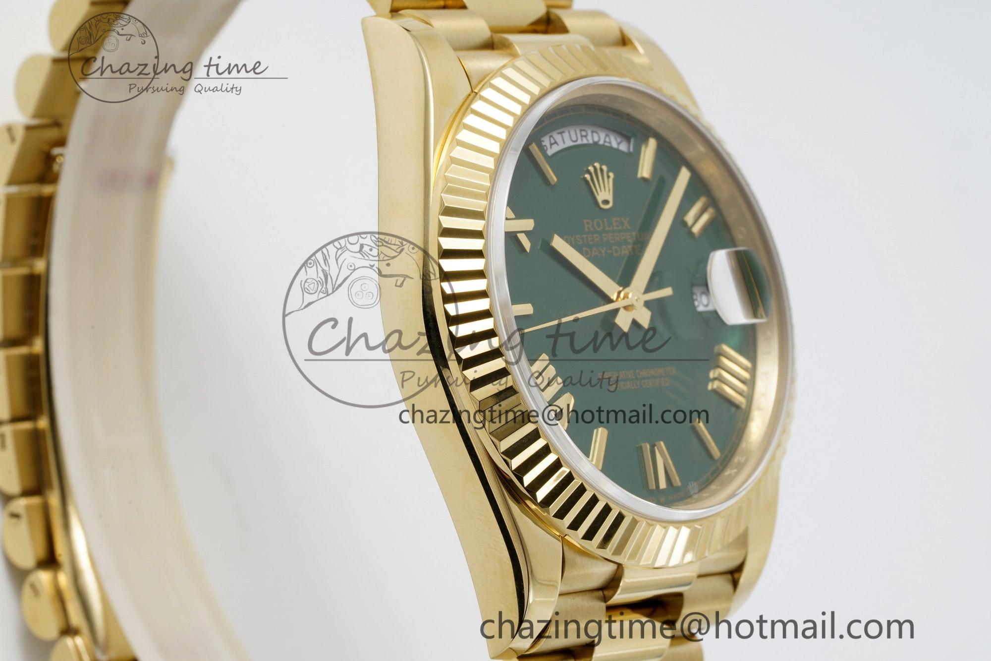 Efficient Day Date 40 228238 YG JDF 1:1 Best Edition Green Dial on YG Bracelet A23J 2248