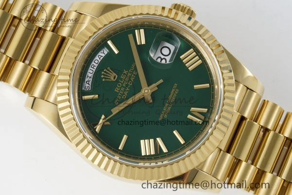 Efficient Day Date 40 228238 YG JDF 1:1 Best Edition Green Dial on YG Bracelet A23J 2248